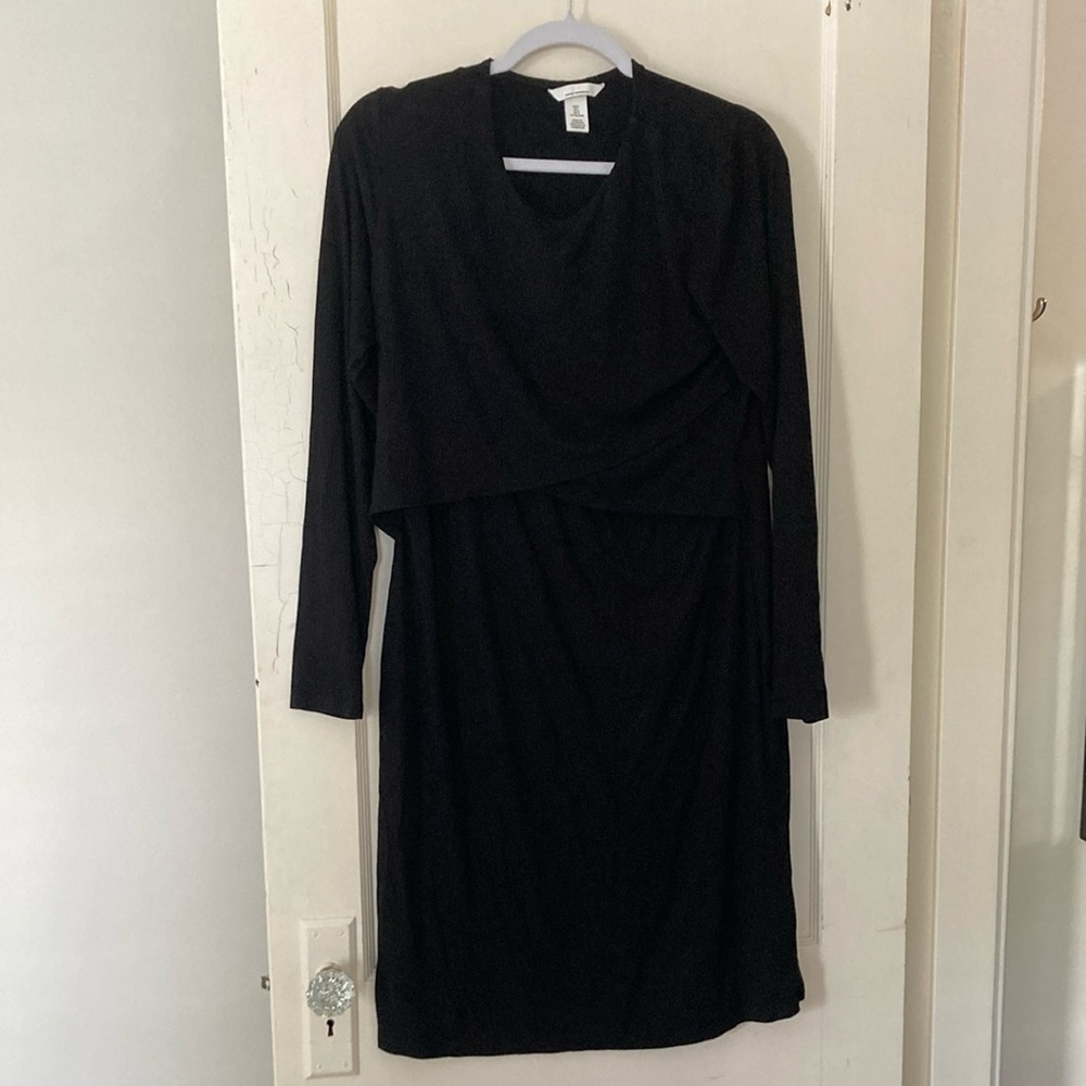 H&M Black Cowl Neck Sheath Dress Long Sleeve